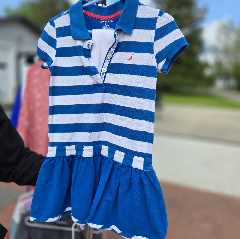 Nautica Striped Blue and White Polo Dress